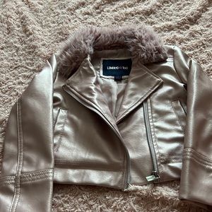 Light pink toddler girl leather like jacket
